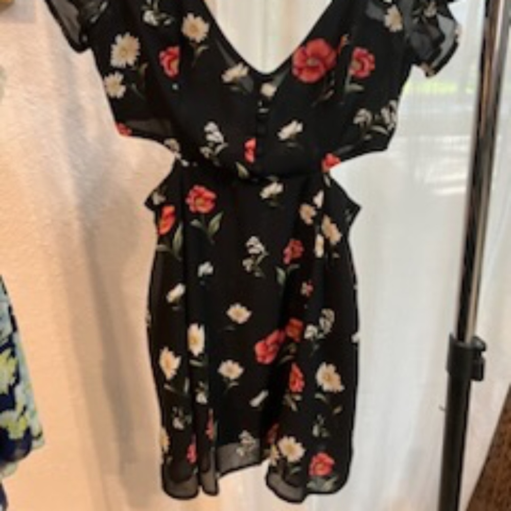Black floral dress with cutouts